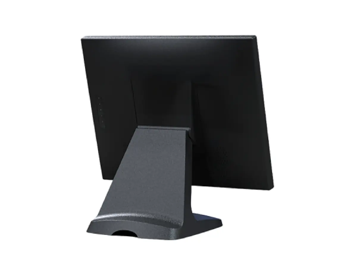 Rear view of OD1215 restaurant POS monitor with solid stand